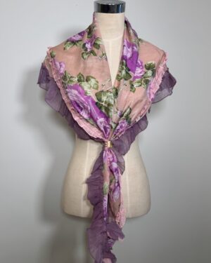 Piquillo de gasa estampado malva rosado