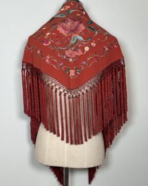 Mantón bordado Candela teja