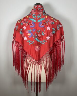 Mantón bordado Duquela rojo